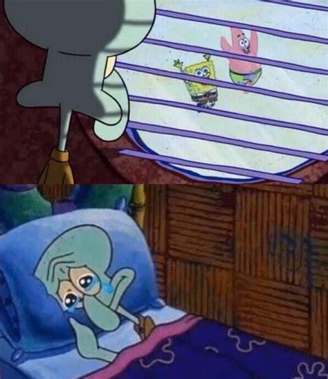 squidward crying|squidward sleeping meme.